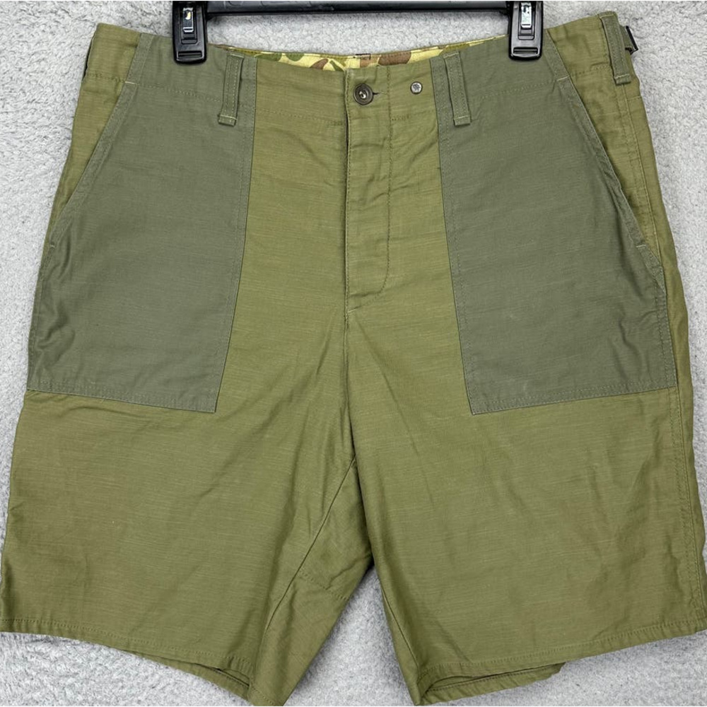 Rag Bone Shorts Mens 34 Olive Green Cotton Khakis Button Fly Flat Front Pockets